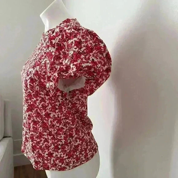 ZARA Short Puff Sleeve Floral Top - Picture 4 of 9